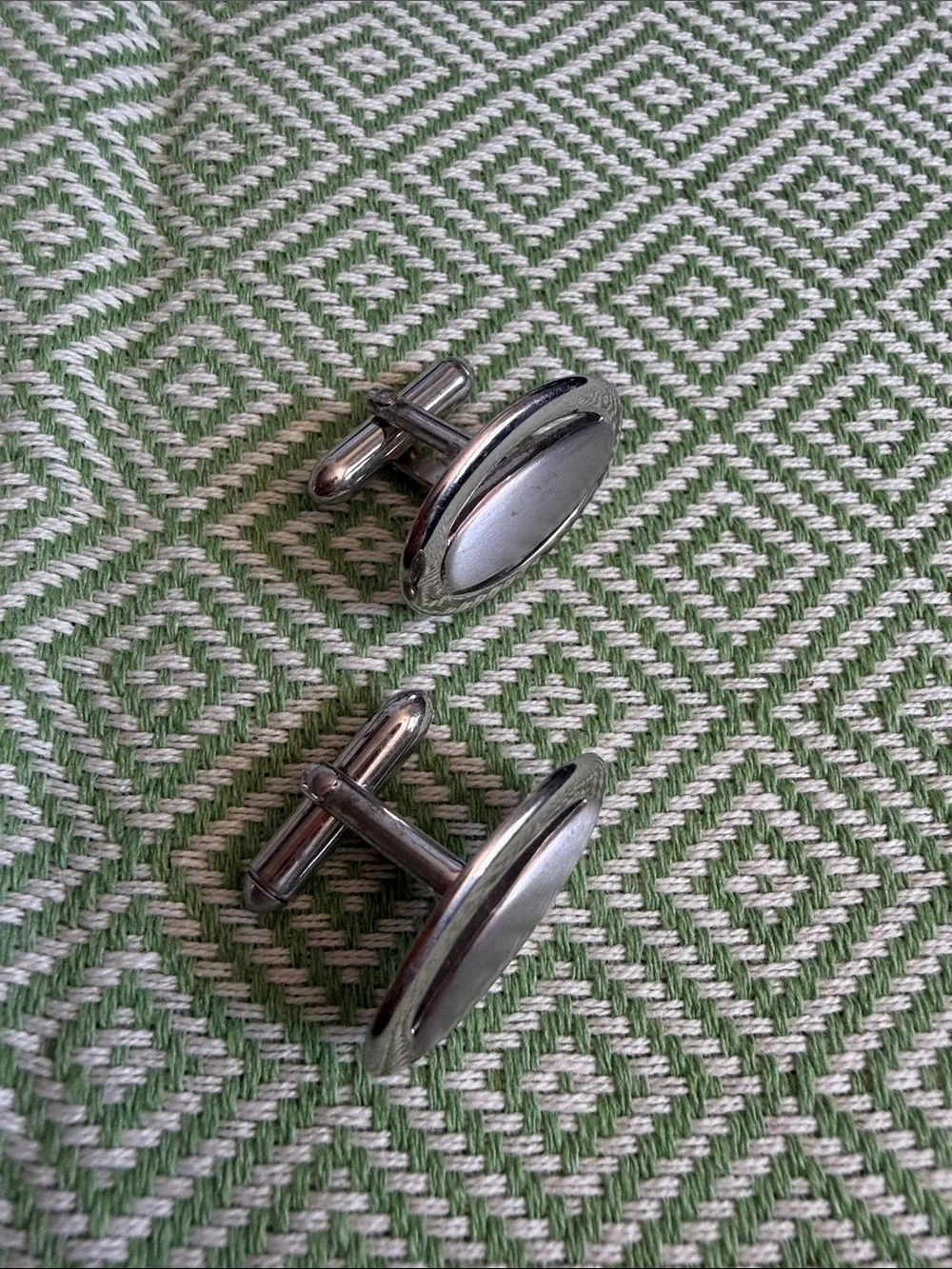 Men's Silver Oval Cufflinks - Classic Metal Finish